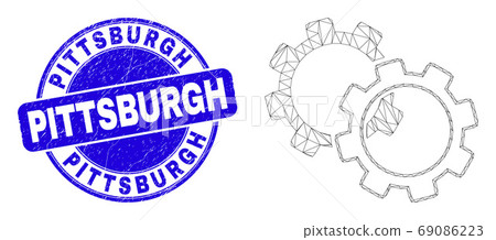 Blue Distress Pittsburgh Stamp and Web Mesh Gears Blue Distress Pittsburgh Stamp and Web Mesh Gears 69086223