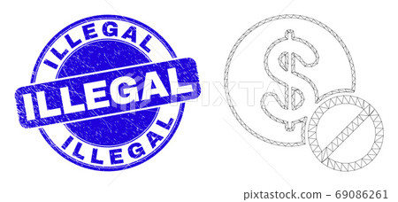Blue Grunge Illegal Seal and Web Carcass Forbidden Dollar 69086261