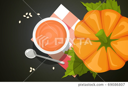 Pumpkin Food Photography Delicious Tasty Menu on Table Illustration 69086807