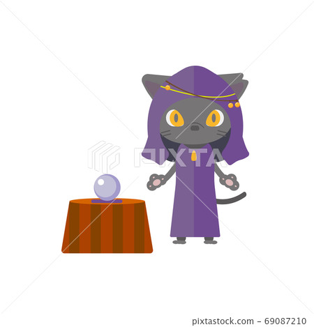 Fortune teller black cat illustration material Fortune teller black cat illustration material 69087210