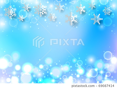 Christmas background with hanging snowflakes - Stock Illustration ...