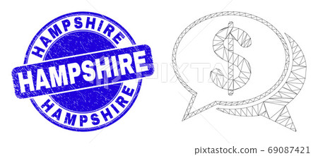 Blue Scratched Hampshire Stamp Seal and Web Mesh Financial Chat Messages 69087421