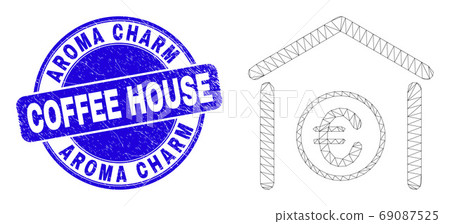 Blue Distress Aroma Charm Coffee House Seal and Web Mesh Euro Bank 69087525