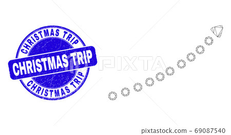 Blue Scratched Christmas Trip Seal and Web Carcass Dotted up Trend Arrow 69087540