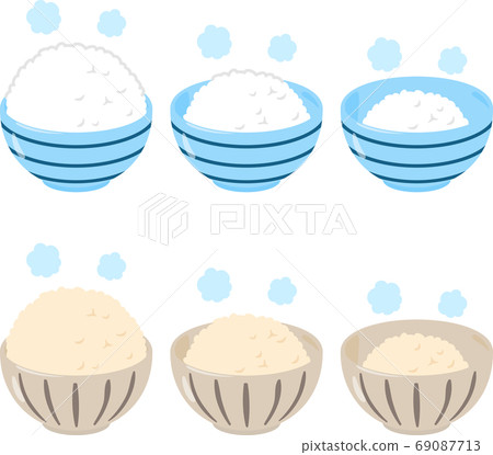 Large bowl of rice and small bowl of rice in rice bowl 69087713