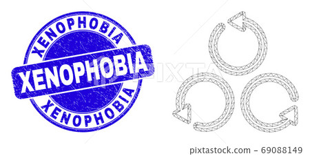 Blue Distress Xenophobia Stamp Seal and Web Mesh Different Rotation Blue Distress Xenophobia Stamp Seal and Web Mesh Different Rotation 69088149
