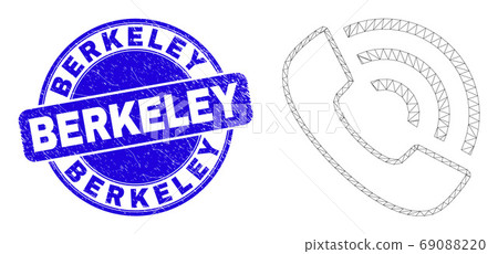 Blue Scratched Berkeley Stamp and Web Mesh Call Phone 69088220