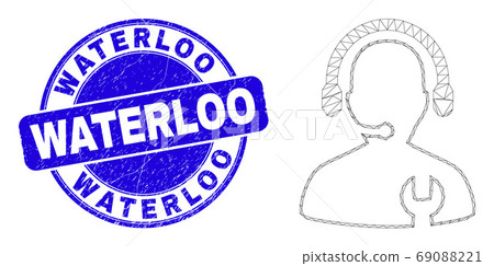 Blue Scratched Waterloo Stamp Seal and Web Carcass Call Center Serviceman 69088221