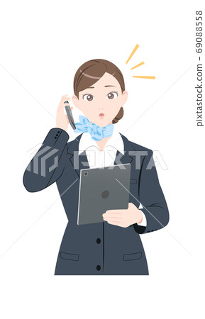 Phone Surprising Tablet Pose Business Suit Woman 69088558
