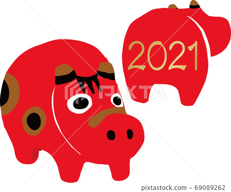 Ox: New Year's card Akabeko Folk art Aizu Souvenir Cute Illustration Ox Ox: New Year's card Akabeko Folk art Aizu Souvenir Cute Illustration Ox 69089262