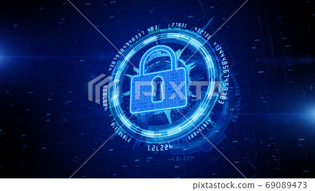 Lock Icon cyber security of digital data network protection. Hig 69089473