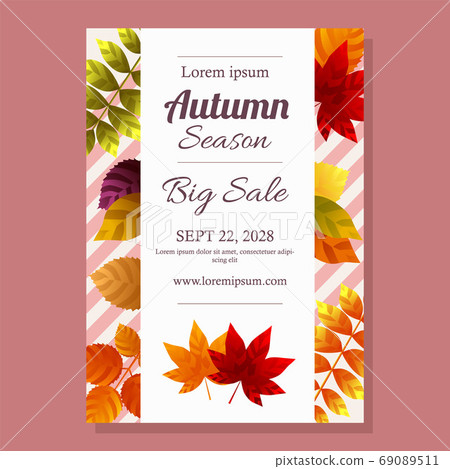 Autumn seasonal posters with autumn leaves elements Autumn seasonal posters with autumn leaves elements 69089511