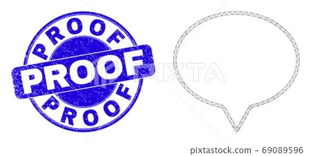 Blue Grunge Proof Stamp Seal and Web Mesh Banner Balloon Blue Grunge Proof Stamp Seal and Web Mesh Banner Balloon 69089596