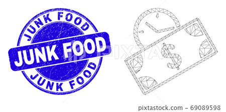 Blue Distress Junk Food Seal and Web Mesh Banknote Credit Time 69089598