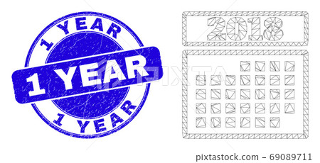 Blue Grunge 1 Year Stamp Seal and Web Mesh 2018 Calendar Page Blue Grunge 1 Year Stamp Seal and Web Mesh 2018 Calendar Page 69089711