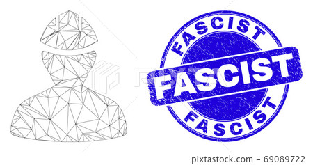 Blue Distress Fascist Stamp Seal and Web Carcass Worker 69089722