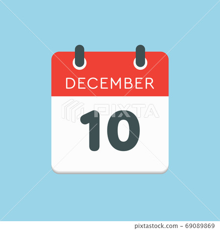 Calendar icon day 10 December, template icon day 69089869