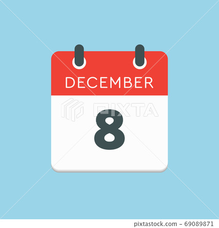 Calendar icon day 8 December, template icon day Calendar icon day 8 December, template icon day 69089871