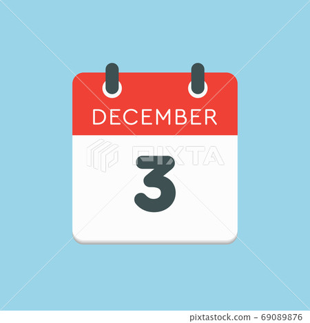 Calendar icon day 3 December, template icon day Calendar icon day 3 December, template icon day 69089876