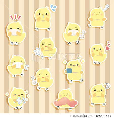 Chick white border with shadow set 69090355