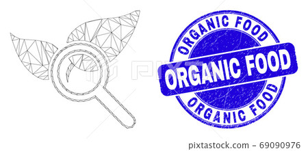 Blue Distress Organic Food Stamp and Web Mesh Search Flora Plant 69090976