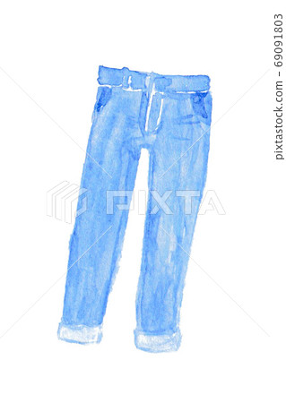 Jeans watercolor that you want to wear lightly and walk 69091803