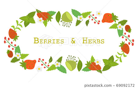 Berries and herbs. Background design with sample your text Berries and herbs. Background design with sample your text 69092172