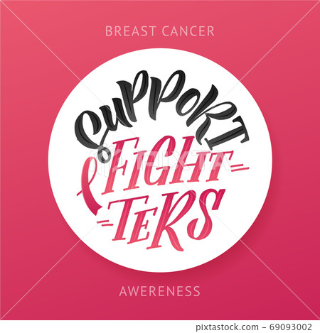 Breast Cancer Awareness Month Design. Pink Poster. Creative Pink And White Round Design, Motivational Banner 69093002