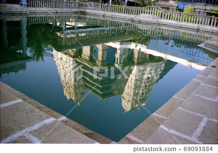 Reflection of ISKCON Temple Tower 69093884