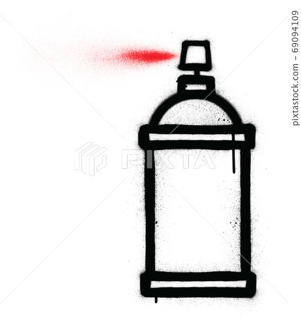 graffiti spraycan spraying red mist sprayed over white 69094109
