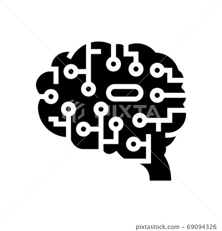 artificial intelligence brain glyph icon vector illustration 69094326