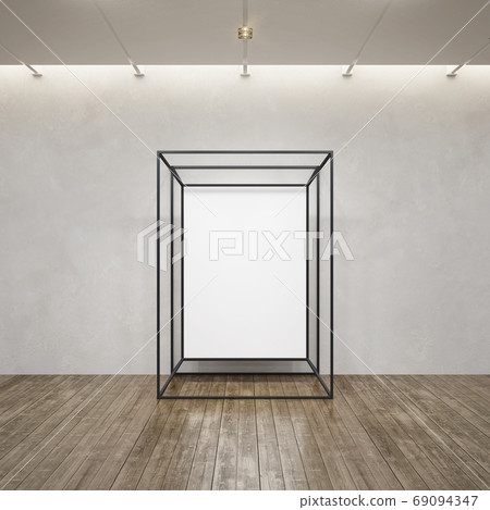 metal rack construction into the loft interior, 3d rendering 69094347