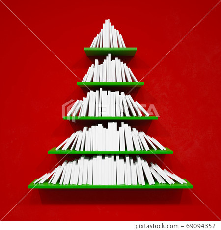 Christmas tree from books on the shelf Christmas tree from books on the shelf 69094352