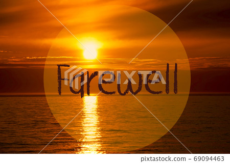 Romantic Ocean Sunset, Sunrise, English Text Romantic Ocean Sunset, Sunrise, English Text 69094463