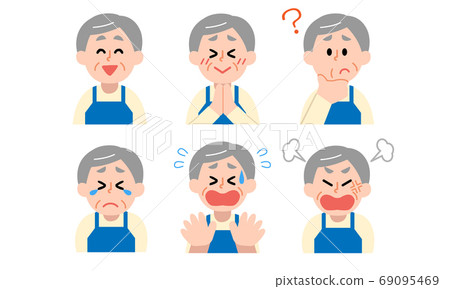 Senior man upper body set in apron (simple color) Senior man upper body set in apron (simple color) 69095469