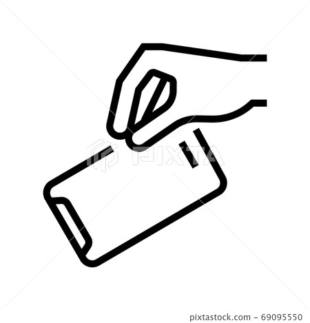 hand throw out mobile phone line icon vector illustration hand throw out mobile phone line icon vector illustration 69095550