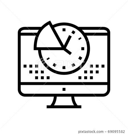 time for working on computer line icon vector illustration time for working on computer line icon vector illustration 69095582