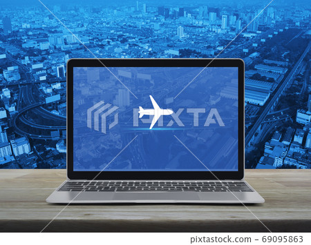 Business airplane transportation online concept 69095863