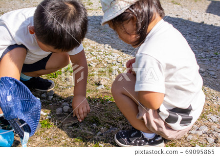 A child looking for an insect 69095865