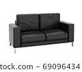 Sofa leather on white background with clipping path 3D illustrat 69096434