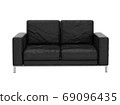 Sofa leather on white background with clipping path 3D illustrat 69096435