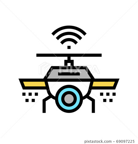 drone with wifi and camera color icon vector illustration 69097225