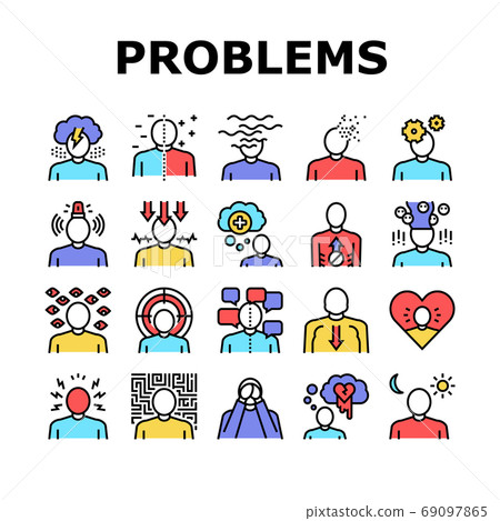 Psychological Problems Collection Icons Set Vector 69097865