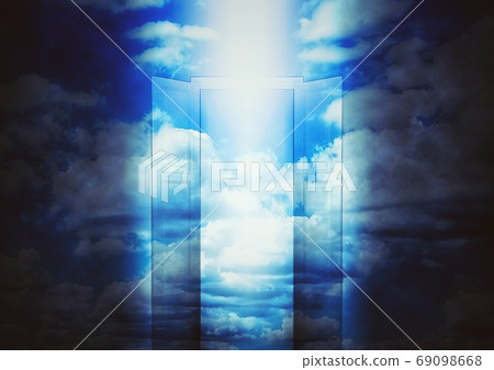 Open door floating in the sky Open door floating in the sky 69098668