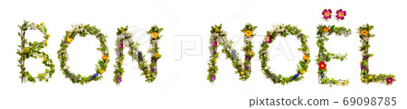 Flower And Blossom Letter Building Word Bon Noel Means Merry Christmas 69098785
