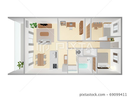 Bird's-eye perspective seen from directly above the house 69099411