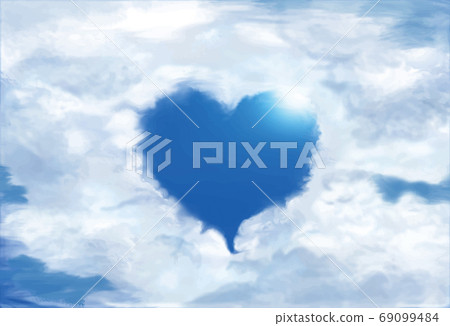 Image illustration of blue sky looking out from heart-shaped clouds (vector data) Image illustration of blue sky looking out from heart-shaped clouds (vector data) 69099484