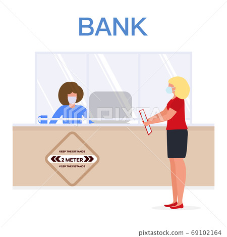 Social distancing People Bank New normal Distance Social distancing People Bank New normal Distance 69102164