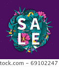 Summer colorful sale tropical background 69102247