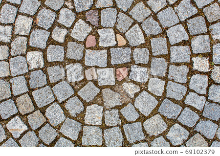 old cobblestone road pavement texture 69102379